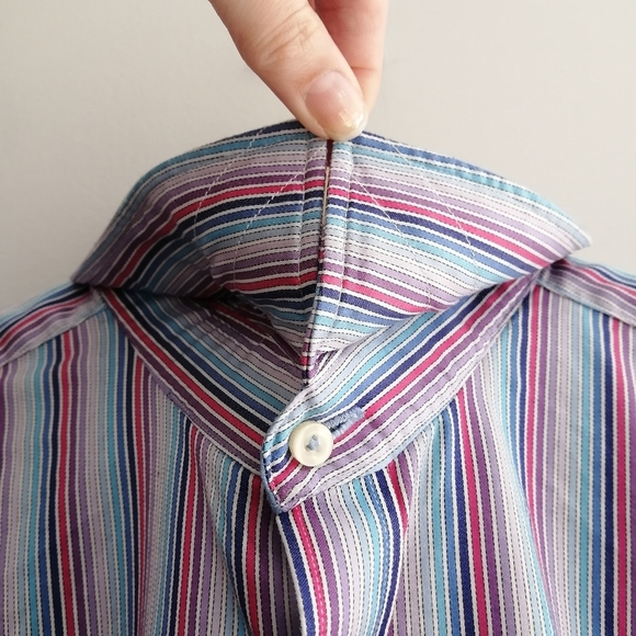 Robert Graham Men's 100% Cotton Striped Dress Shirt Purple, Pink, Blue 41 or 16 - Picture 9 of 16